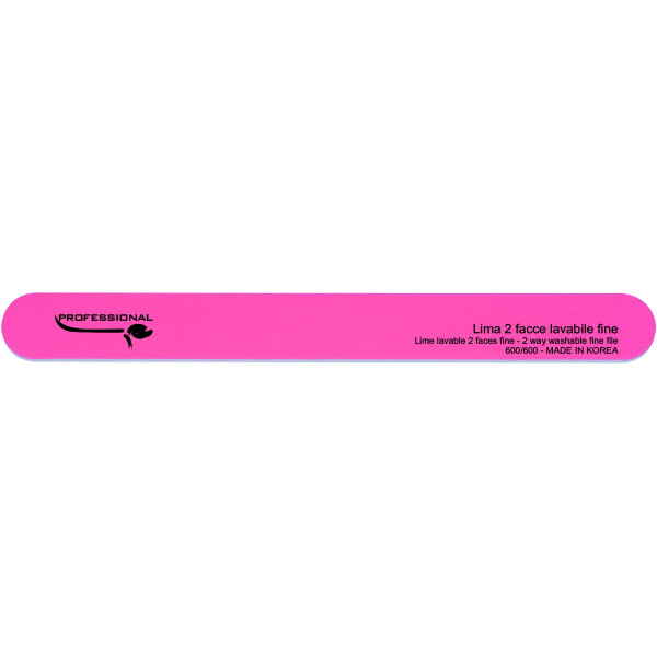 Washable double-sided pink nail file - fine grains 600/601