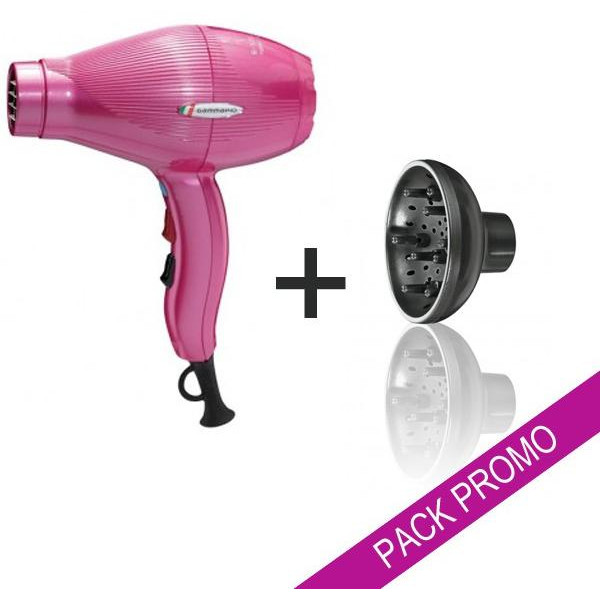 Secador de cabello Gammapiu ETC en rosa + difusor