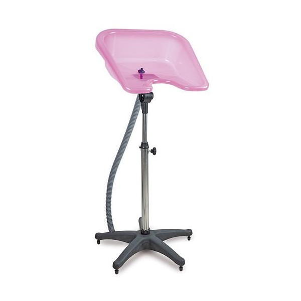 Portable pink washing basin with stand