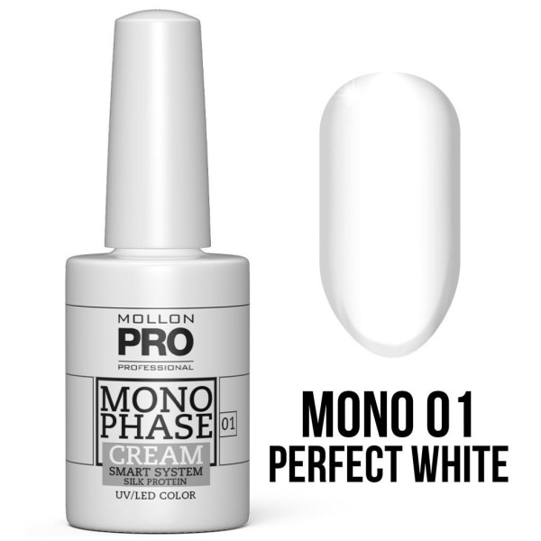 Esmalte Monofásico n°01 Perfect White 5-en-1 uv/led Mollon Pro 10ML