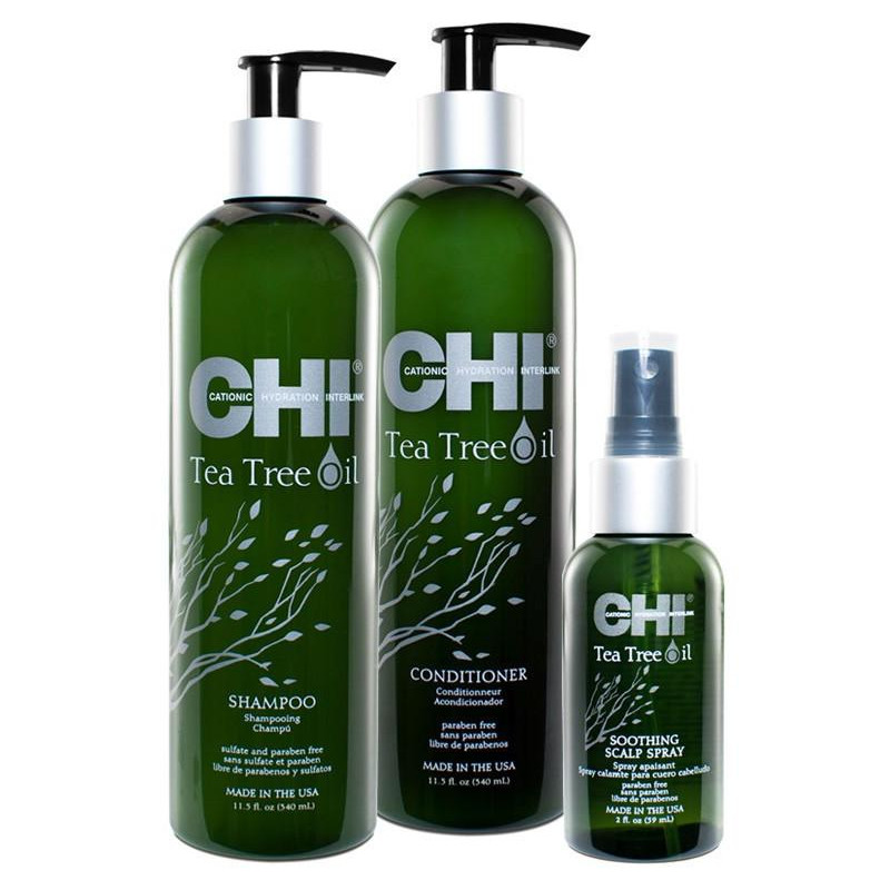 CHI Tea Tree Oil Shampoo + Conditioner + Soothing Spray Trio