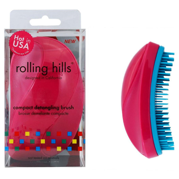 Cepillo desenredante compacto en color rosa oscuro Rolling Hills.