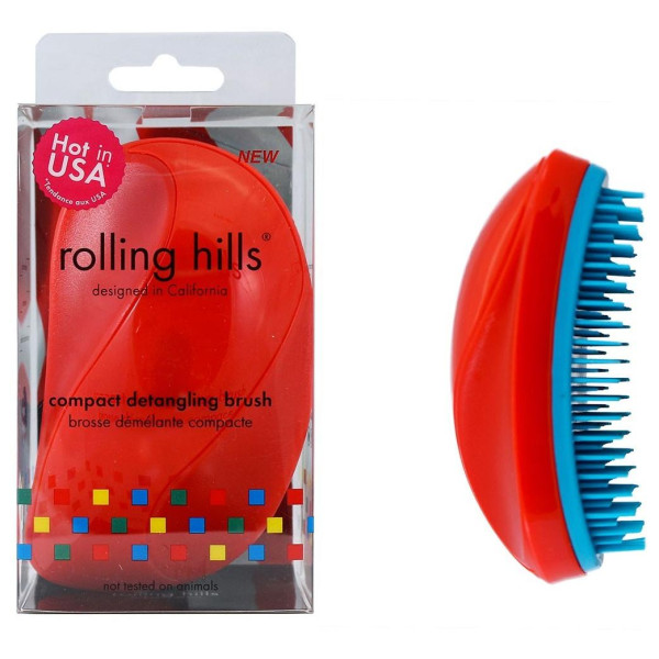 Rolling Hills Red Compact Detangler Hair Brush