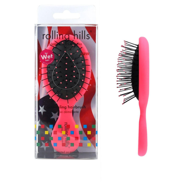 Mini spazzola districante Detangler per capelli bagnati rosa Rolling Hills