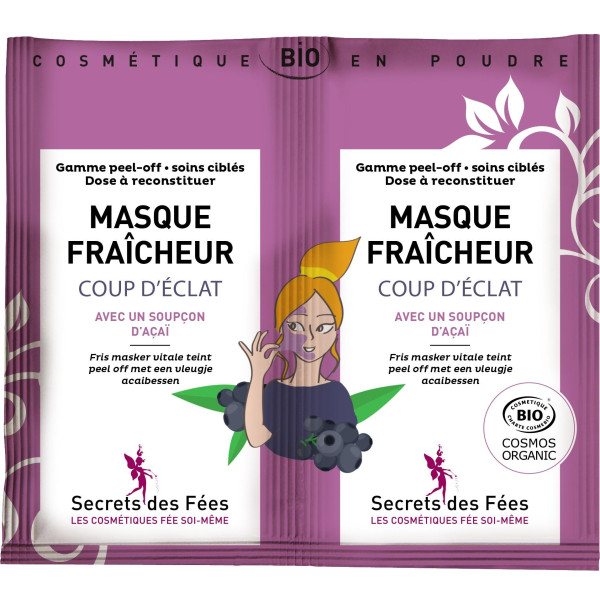 Maschera peel-off fresca biologica Secrets des Fées 2x7,5g