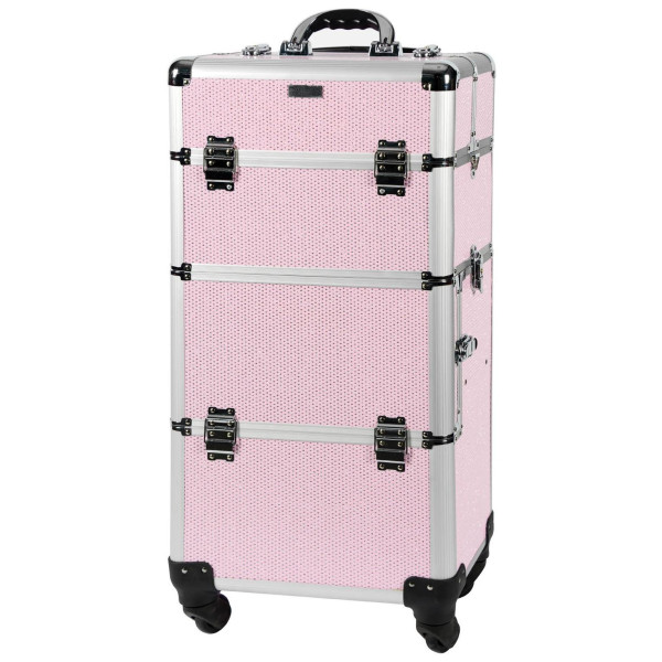 Aluminum suitcase pink & white rhinestones Parisax Professional