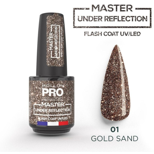 Semi-Permanent Nail Polish 01 gold sand Under Reflection Mollon Pro 12ML
