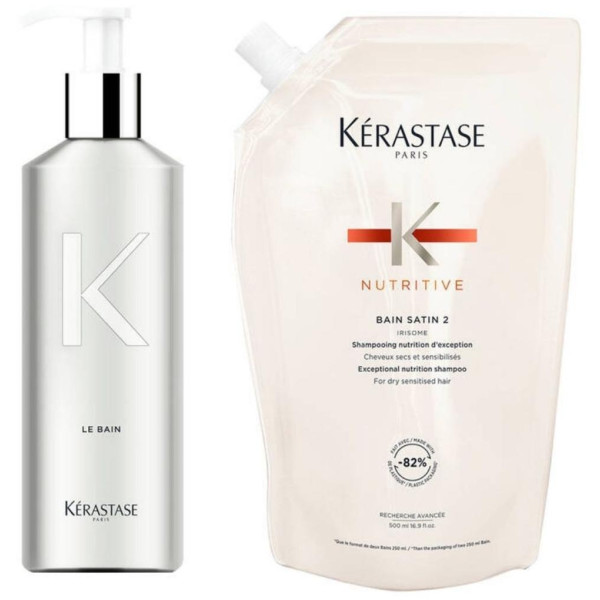 Pack Bouteille et Recharge shampooing Satin n°2 Nutritive Kérastase