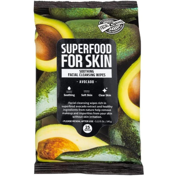 Lingettes nettoyantes revitalisantes à l'avocat Super Food Farm Skin