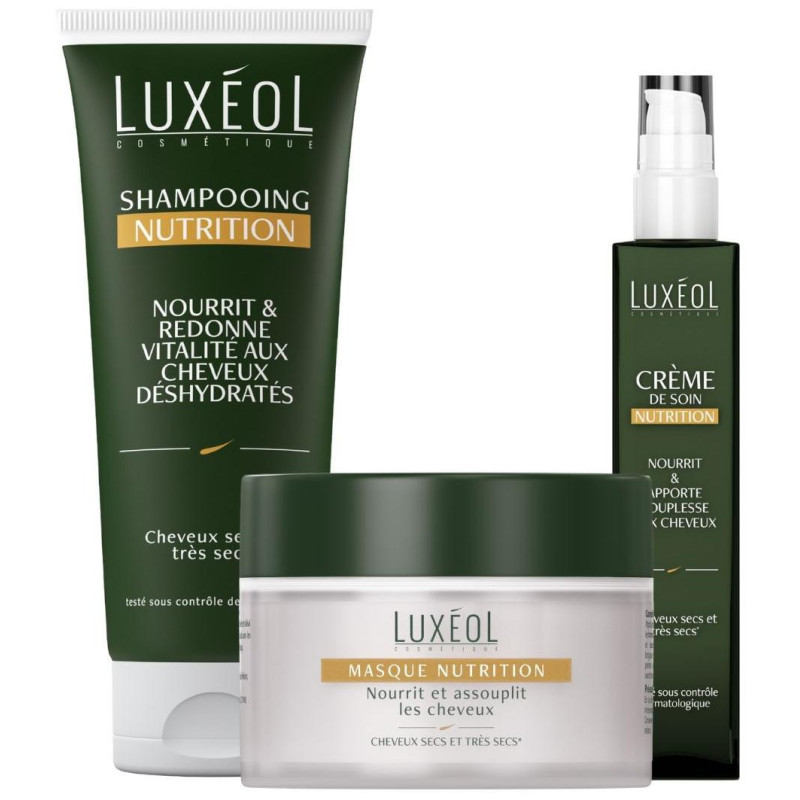 Routine shampooing, masque & crème Luxeol nutrition cheveux secs