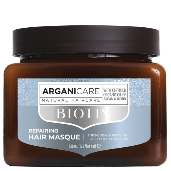 Mascarilla hidratante reparadora para cabello seco Biotina Arganicare 500ML