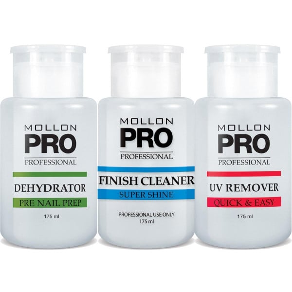 Mollon Pro Kit 3 Flacons Dehydrator, Finish Cleaner, UV Remover